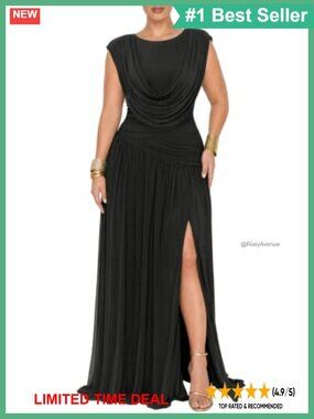 Formal Wedding Guest Ruched Convertible Maxi Dress Cowl Neck Slit